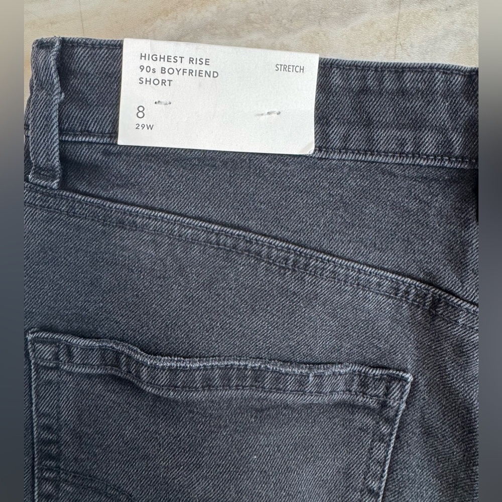 NWT AMERICAN EAGLE OUTFITTERS Women's High Rise Black Denim Shorts (US 8) - Picture 4 of 7